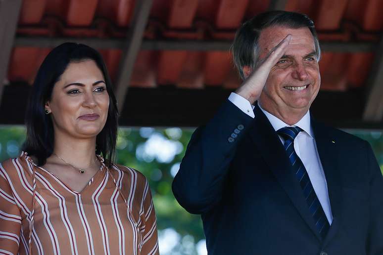 Presidente da República, Jair Bolsonaro e Primeira-Dama, Michelle Bolsonaro durante Cerimônia de Formatura do Curso Especial de Habilitação para Promoção a Sargento.