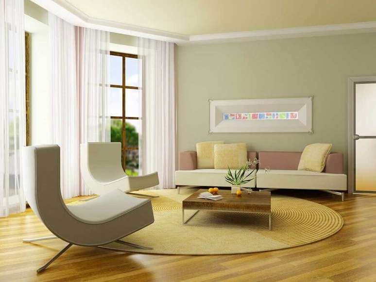 33. Cores para sala com decoração neutra e poltronas modernas – Foto: Home Starfin