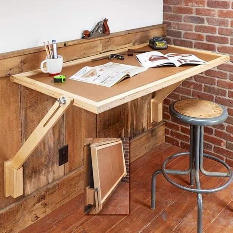 mesa dobravel de parede  Fold down table, Apartment patio, Space saving  table
