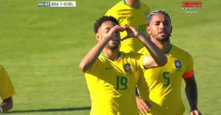 Matheus Cunha marcou o segundo gol do Brasil no jogo (Foto: Reprodução/ESPN)