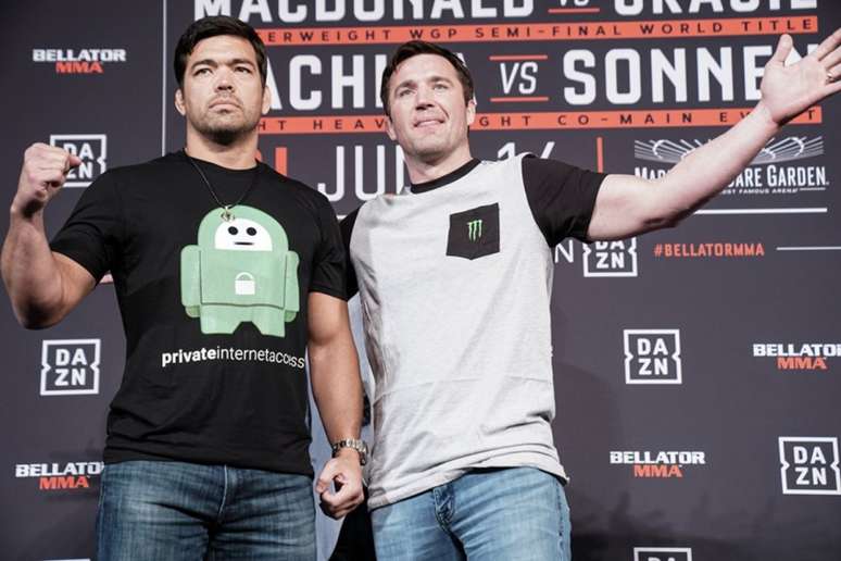Lyoto Machida e Chael Sonnen medem forças no co-main event do Bellator 222, em NY (Foto: Divulgação/Bellator)