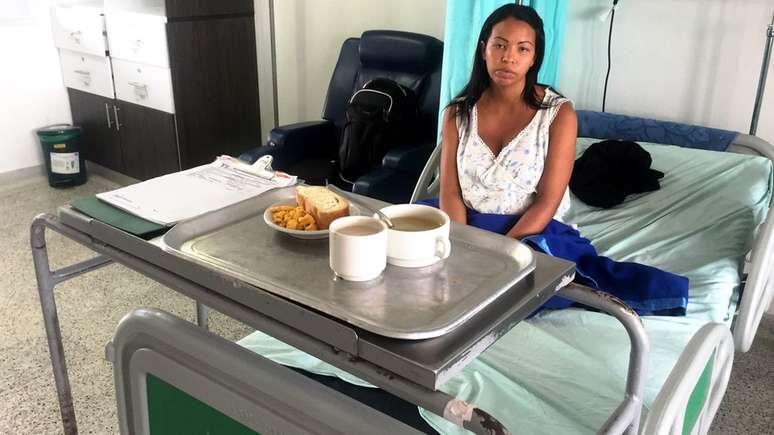 Esta venezuelana teve que buscar atendimento médico em Cúcuta porque apresentou um quadro de hipertensão durante a gravidez. Ela quer ficar na Colômbia e conseguir um emprego