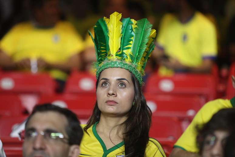 Torcida na arquibancada antes da partida entre as seleções de Brasil e Bolívia, válida pela 1ª rodada do grupo A da Copa América 2019, no Estádio Cícero Pompeu de Toledo (Morumbi), na zona sul de São Paulo, na noite desta sexta-feira, 14