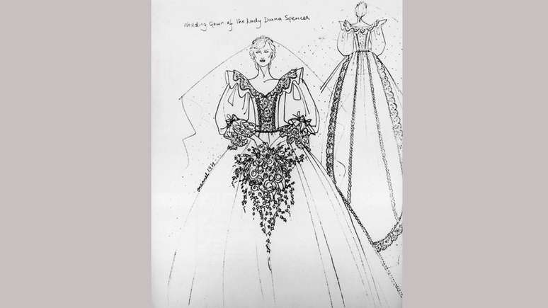 Vestido de noiva da princesa Diana foi bordado à mão com pérolas