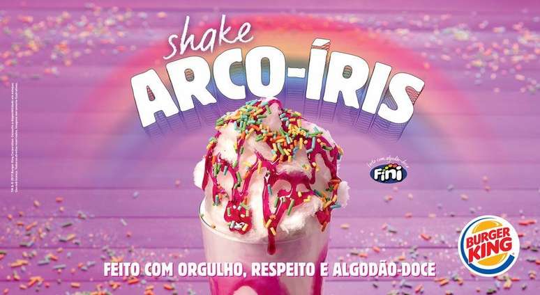 Burger King lança o Shake Arco-Íris em comemoração ao mês do Orgulho LGBT.