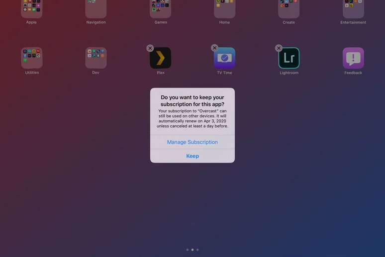 iOS 13 avisa quando o usuário está excluindo app com assinatura ativa
