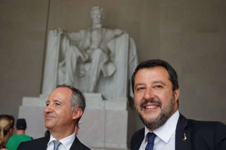 Matteo Salvini em visita ao Lincoln Memorial, em Washington