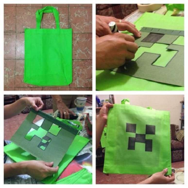10. Como personalizar sacolinha de lembrancinhas com o tema minecraft. Fonte: Pinterest