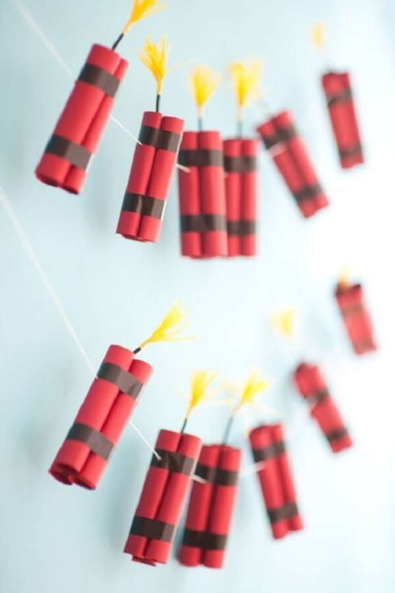 17. Decora&ccedil;&atilde;o de parede com elementos do tema festa minecraft. Fonte: A Minha Festinha