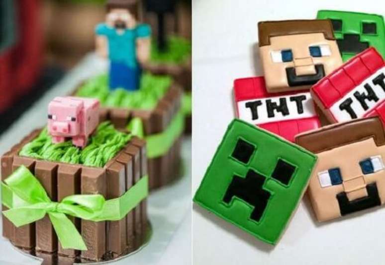 5. Doces criativos decorados com o tema festa do minecraft. Fonte: Mil Dicas de M&atilde;e