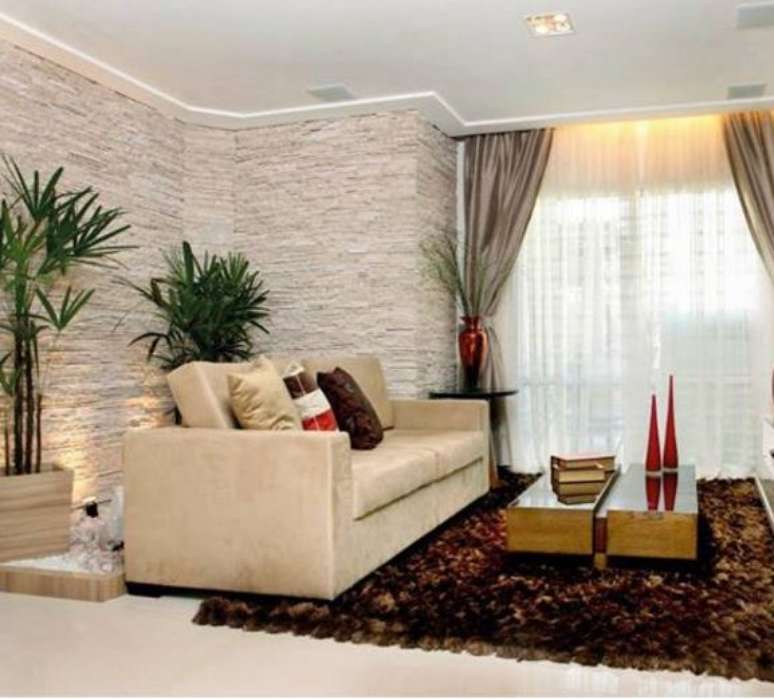 59. A pedra branca é perfeita para ambientes como a sala de estar – Por: Geek Store