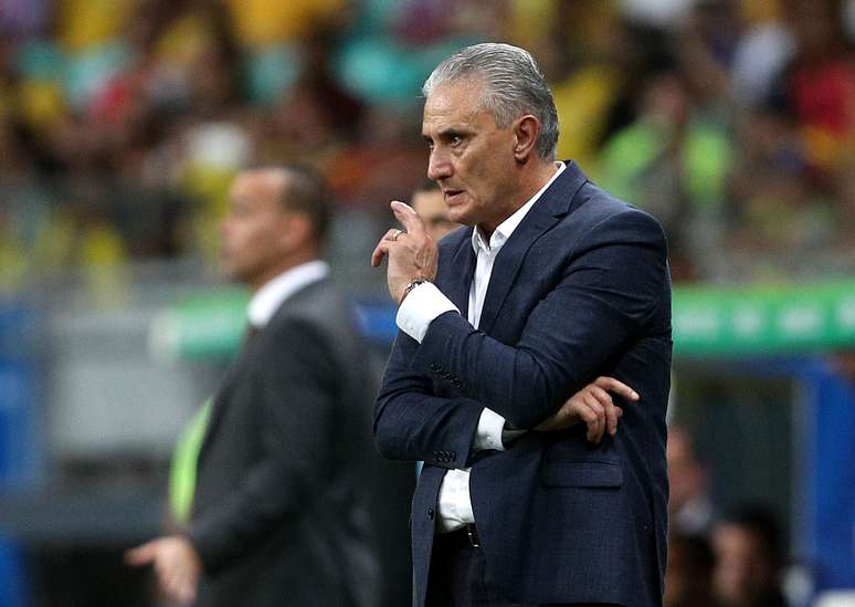 O técnico Tite, do Brasil, em partida contra a Venezuela, válida pela 2ª rodada do grupo A da Copa América 2019, realizada na Arena Fonte Nova, em Salvador (BA), nesta terça- feira (18).