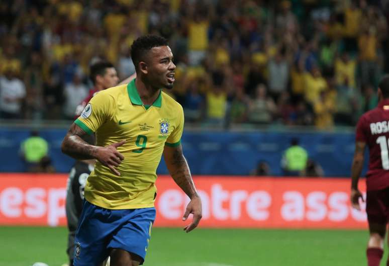Gabriel Jesus, durante partida entre Brasil x Venezuela, válida pela fase de grupos da Copa América 2019, realizada nesta terça-feira (18) na Arena Fonte Nova em Salvador, Bahia, Brasil.