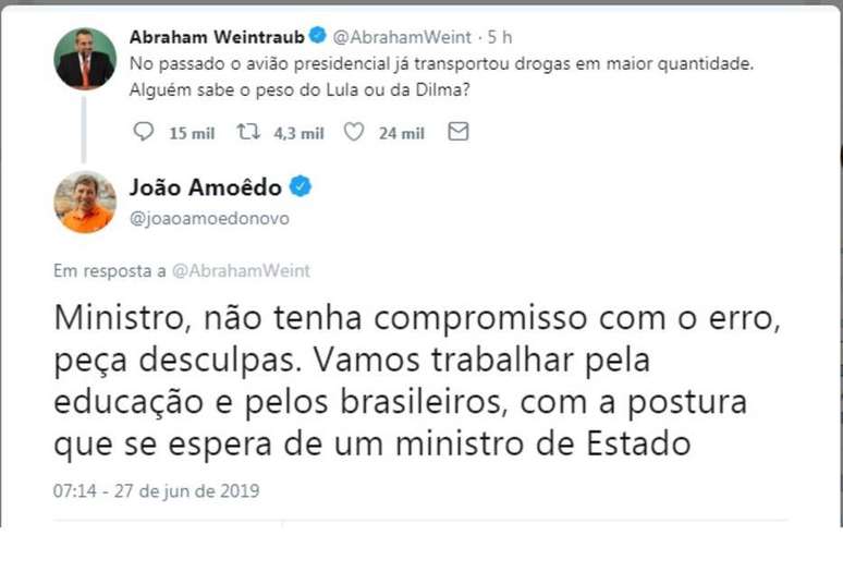 Amoêdo responde Weintraub