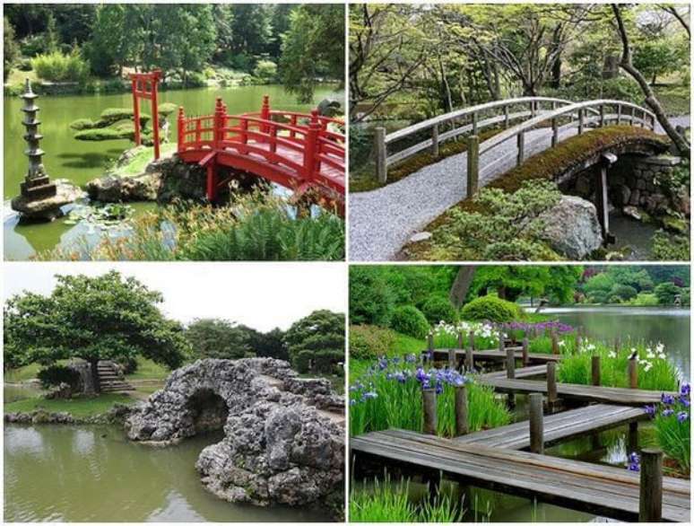 24. Fotos de jardim japonês com estruturas de ponte. Fonte: Japão Em Foco