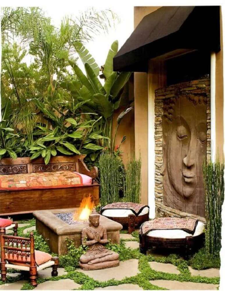 30. Cantinho especial com estrutura de Jardim Japon&ecirc;s. Fonte: Pinterest