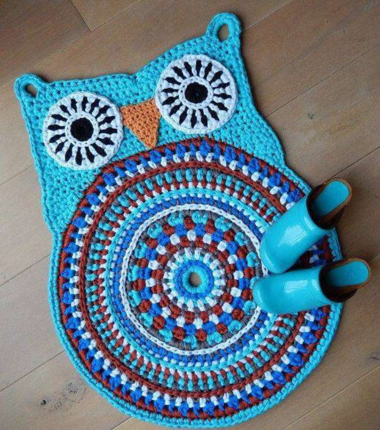 56. O tapete de coruja azul &eacute; uma op&ccedil;&atilde;o linda para seu banheiro &ndash; Por: Pinterest