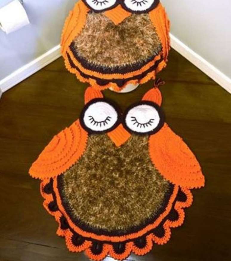 14. O tapete de coruja para jogo de banheiro deve combinar nos pequenos detalhes &ndash; Por: Loja RPM