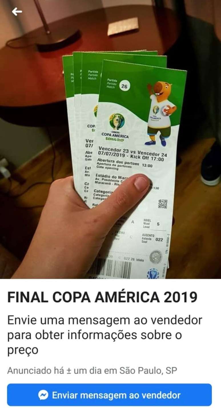 Cambistas vendem ingressos para a final da Copa América