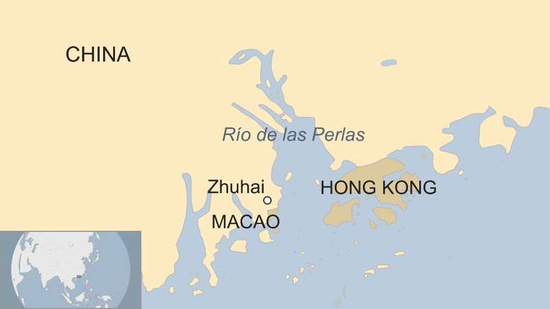 Mapa com localiza&ccedil;&atilde;o de Hong Kong
