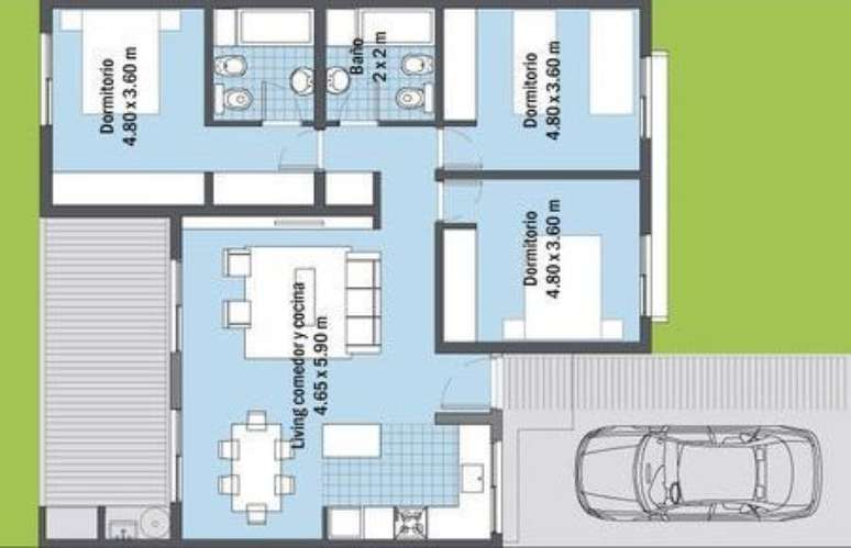 33. A estrutura de plantas de casas modernas podem ter cômodos espelhados. Imagem: Seleciones Especiales