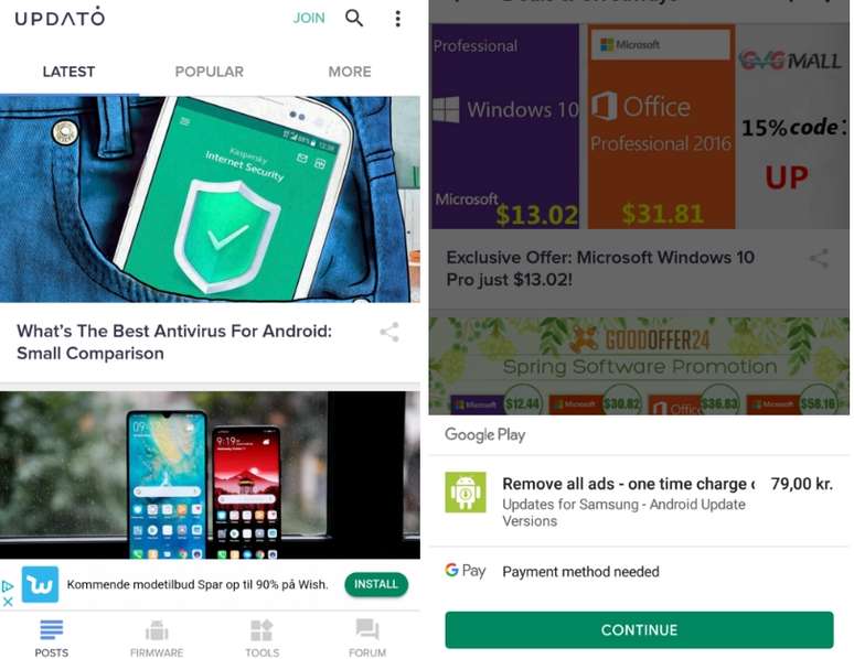 Cuidado: app para atualizar Samsung na Play Store é falso