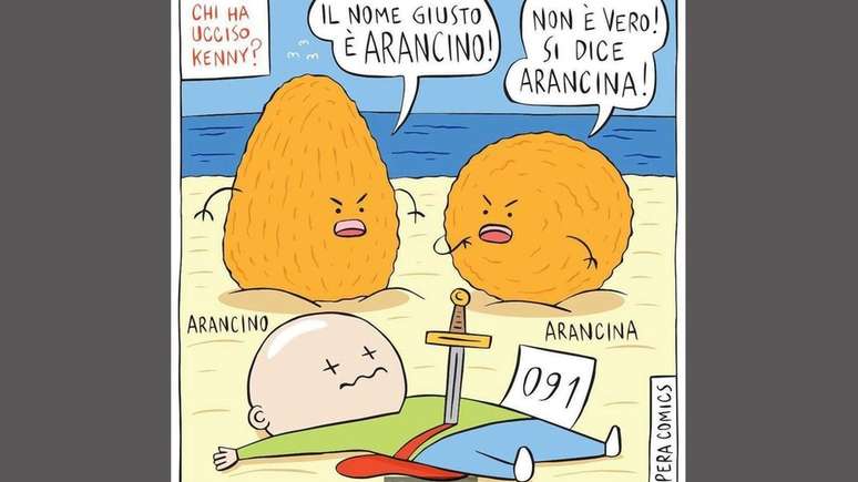 O amado lanche siciliano &eacute; alvo de um dilema lingu&iacute;stico h&aacute; d&eacute;cadas (Cr&eacute;dito: Pera Comics)