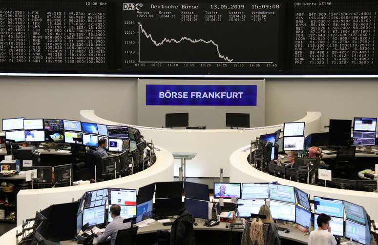 Operadores durante pregão na Bolsa de Valores de Frankfurt, na Alemanha
13/05/2019
REUTERS