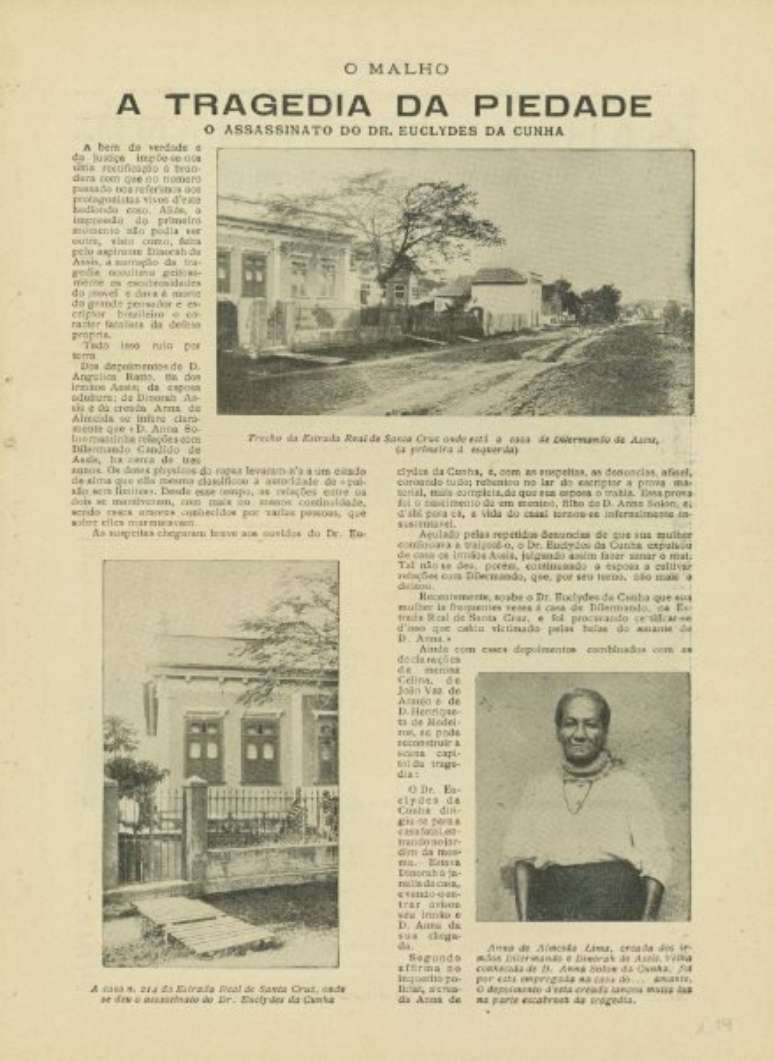 Revista "O Malho" de 1909 com a cobertura da morte de Euclides