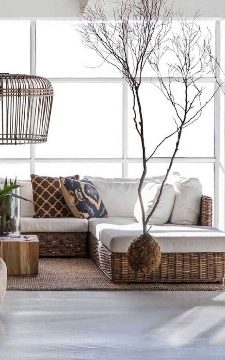 39. Decora&ccedil;&atilde;o estilo escandinava com m&oacute;veis rattan &ndash; Foto: Pinterest