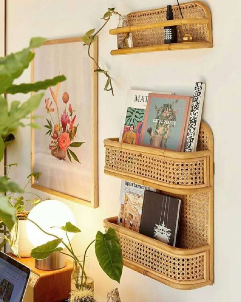 59. Invista em organizadores feitos em rattan para decorar os seus ambientes &ndash; Foto: DoitDecor
