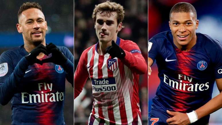 Neymar, Griezmann e Mbappé têm situação indefinida na Europa (Foto: AFP)