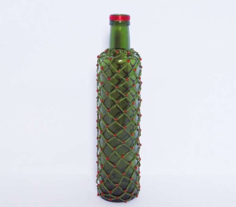 61. Garrafa decorada com croch&ecirc;. Fonte: Pinterest