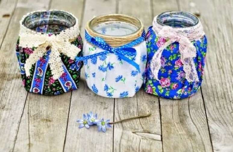 5. Potes de vidros decorados com estampas diversas. Fonte: Pinterest