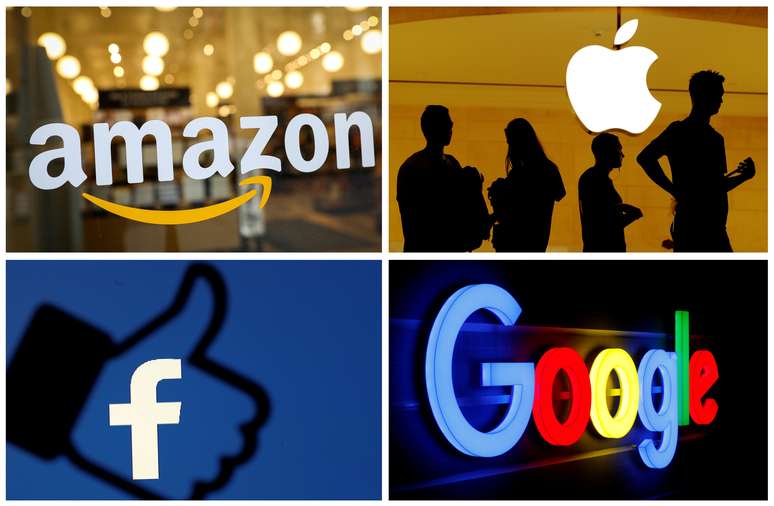 Logotipo de Amazon, Apple, Facebook e Google.  REUTERS