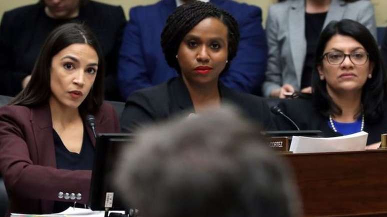 Alexandria Ocasio-Cortez (Nova York), Ayanna Pressley (Massachusetts) e Rashida Tlaib (Michigan) integram o 'Esquadrão'