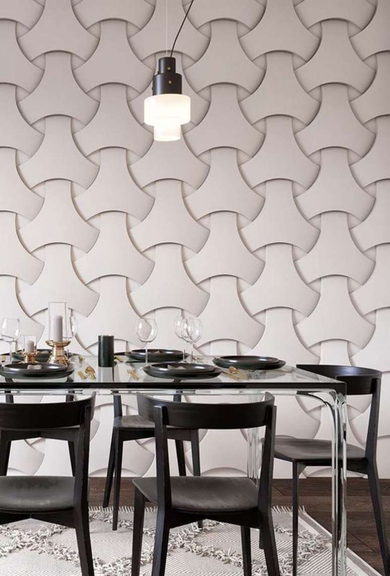 48. O papel de parede 3D trançado é muito moderno e bonito. Foto: Decor Fácil