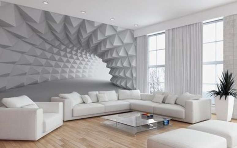 73. Alguns modelos de papel de parede 3D dão um efeito de ganho de espaço. Foto: Pinterest