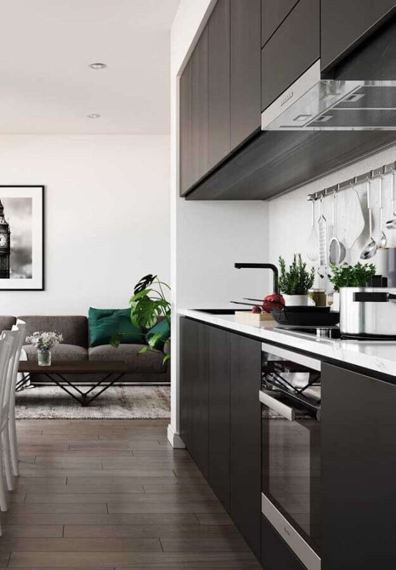 19. Cores neutras são as mais utilizadas para decoração de cozinhas modernas – Foto: Pinterest