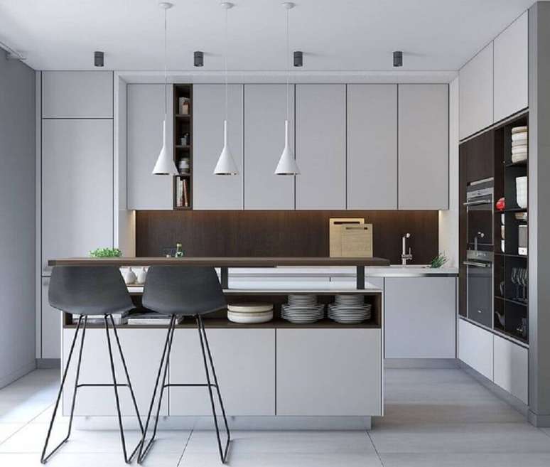 3. Utilize pendentes para deixar a iluminação e a decoração das cozinhas modernas ainda mais charmosa e aconchegante.