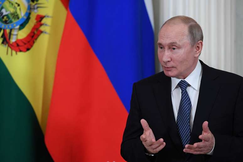 Presidente da Rússia, Vladimir Putin, durante reunião com presidente da Bolívia, Evo Morales, no Kremlin
11/07/2019 Kirill Kudryavtsev/Pool via REUTERS 