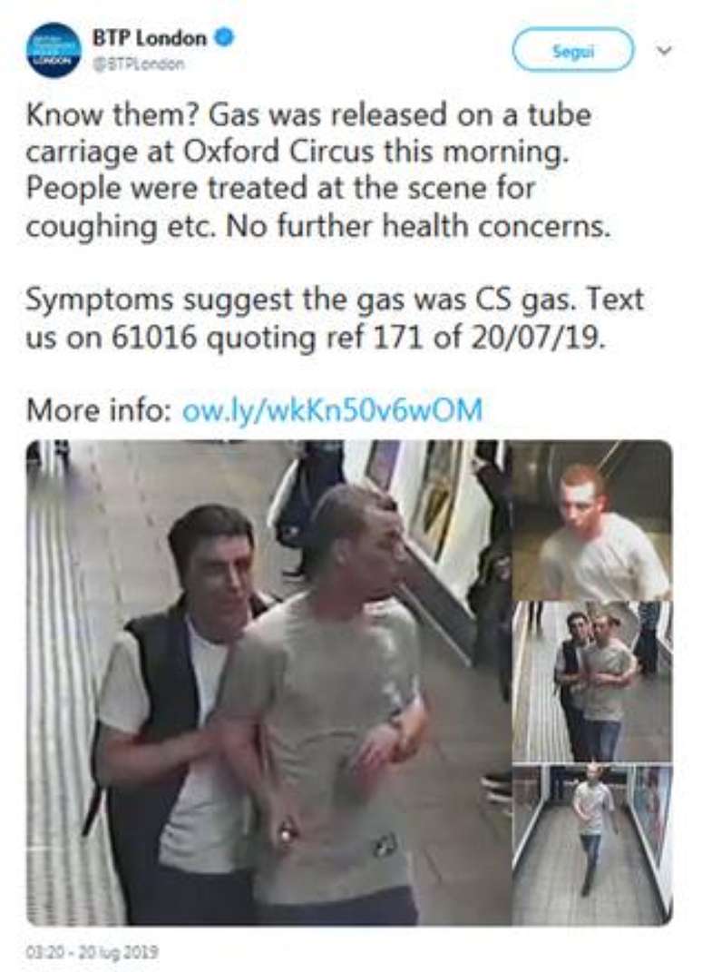 Autoridades britânicas divulgaram imagens dos suspeitos do ataque a gás no metrô de Londres