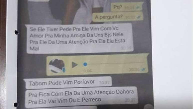 Conversa com a namorada foi anexada à defesa