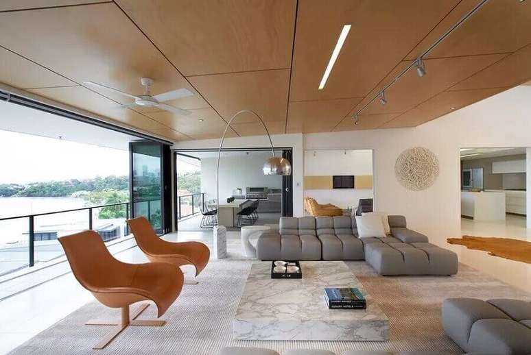 26. Os sofás modernos também são ótimos para decoração de salas sofisticadas – Foto: 3 Design