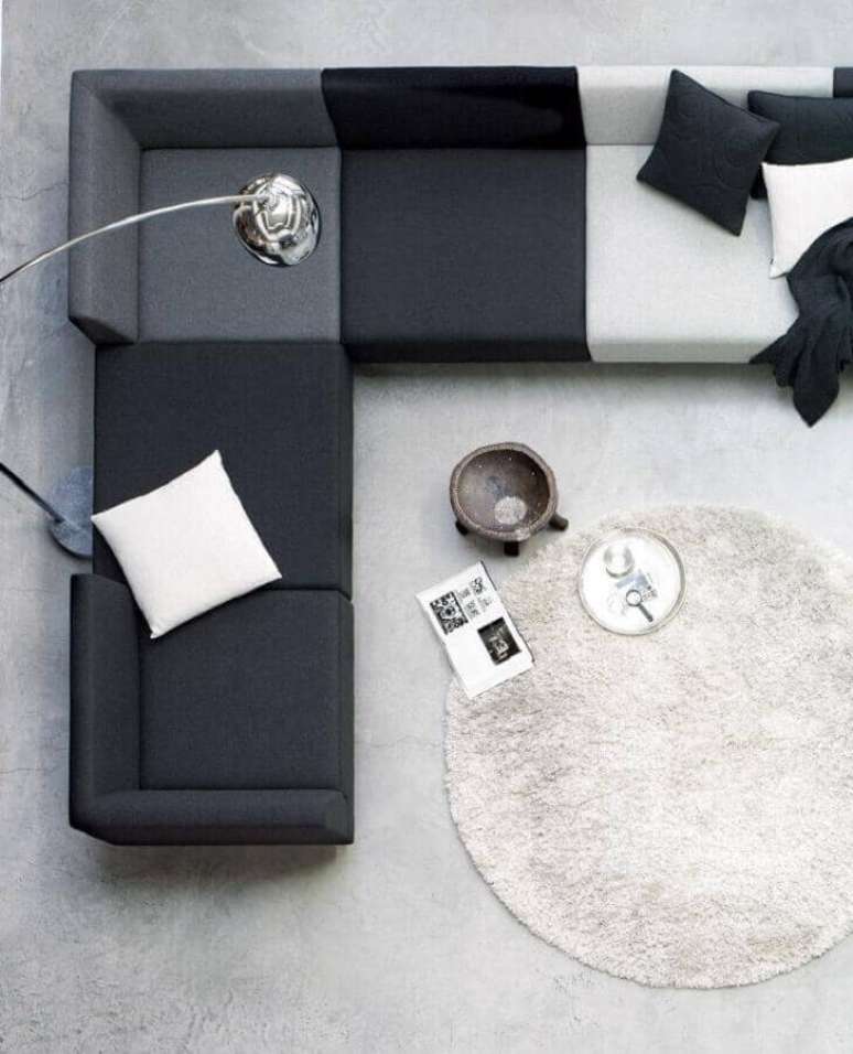 8. O sofá de canto moderno é perfeito tanto para ambientes amplos quando para salas pequenas – Foto: Neu dekoration stile
