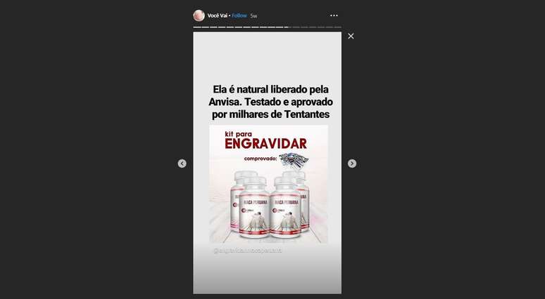 A reportagem identificou um perfil do Instagram afirmando que o produto que vende sem registro &eacute; liberado pela Anvisa