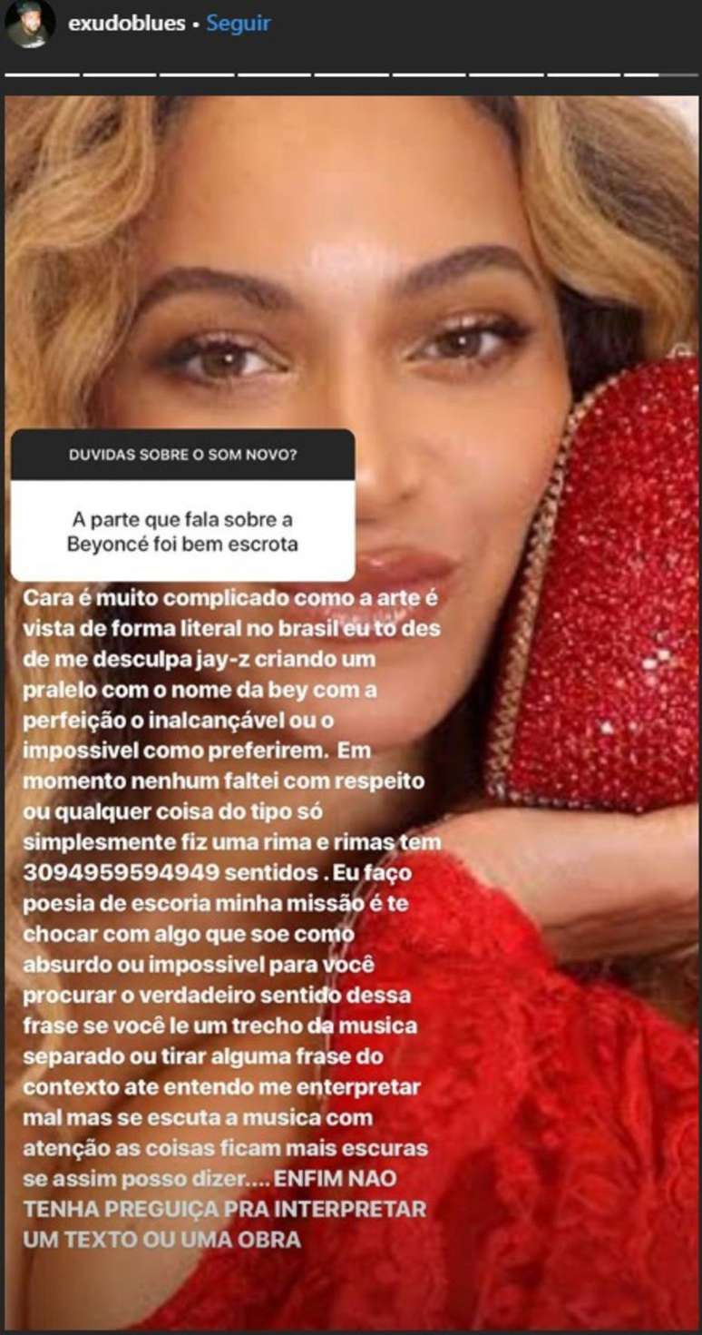 Baco Exu do Blues responde crítica após polêmica envolvendo citação a Beyoncé