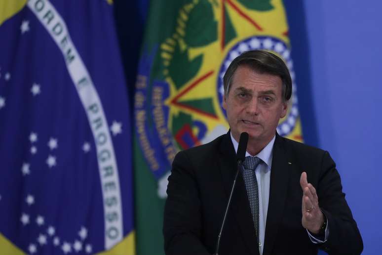 O presidente da República, Jair Bolsonaro, durante o lançamento do programa do Novo Mercado de Gás, no Palácio do Planalto, em Brasília