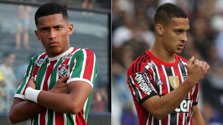 Marcos Paulo e Antony representam a força da base em campo (Lucas Merçon/Fluminense; Rubens Chiri/saopaulofc)