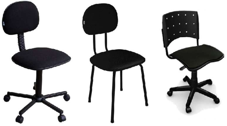 5. Modelos de cadeira secretária fixa e com rodízios. Fonte: Pinterest